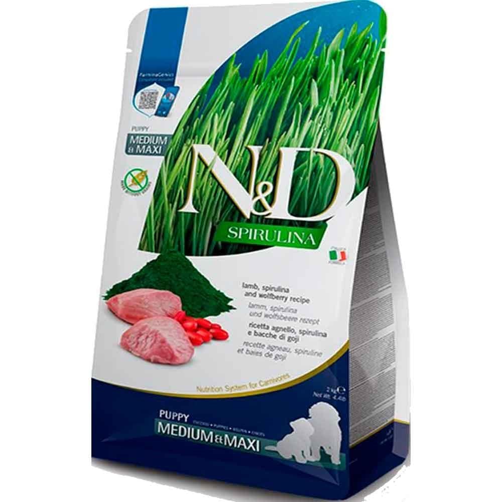 ND Spirulina Kuzulu Orta ve Büyük Irk Tahılsız Yavru Köpek Maması 2kg