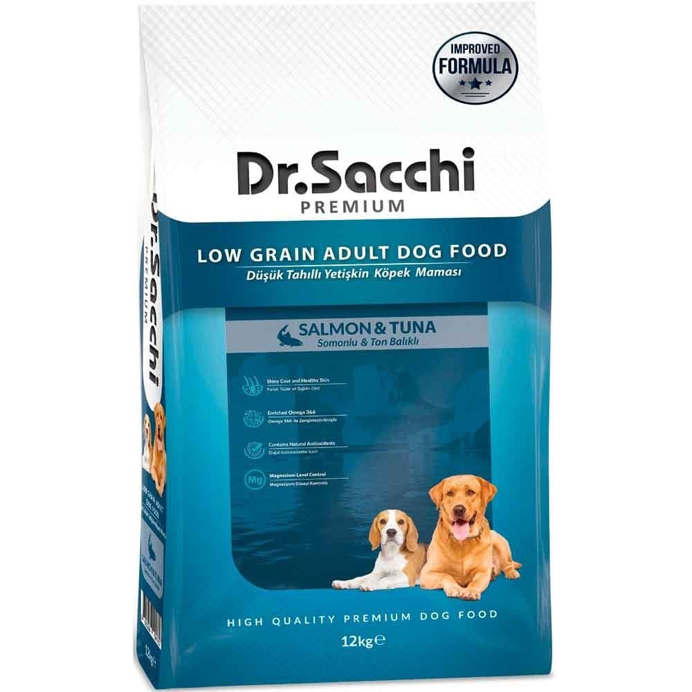 Dr. Sacchi Köpek Maması Düşük Tahıllı Somonlu ve Ton Balıklı 12 Kg