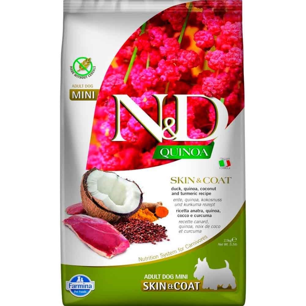 N&D Quinoa Skin Coat Ördek Yetişkin Mini Irk Köpek Maması 2,5 Kg