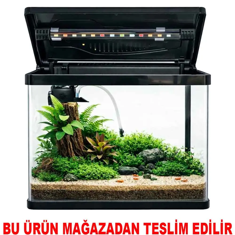 Makro Bombeli İthal Akvaryum Seti Siyah 28,9 Cm 19 x 29 Cm