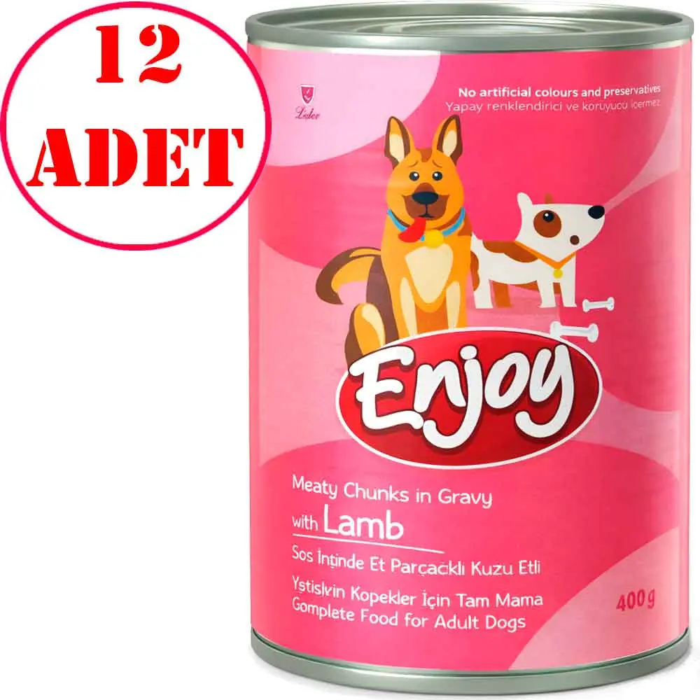 Enjoy Kuzu Etli Köpek Konservesi Sos İçinde Et Parçacıklı 400 Gr 12 AD