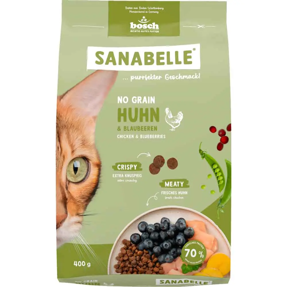 Sanabelle No Grain Tahılsız Tavuklu ve Yaban Mersinli Kedi Maması 400 Gr