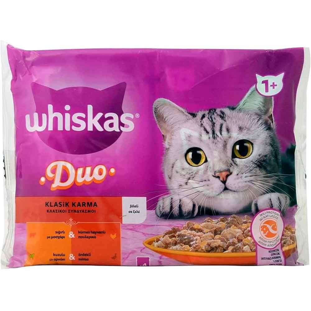 Whiskas Duo Klasik Karma Lezzetler Kedi Yaş Maması 4'lü