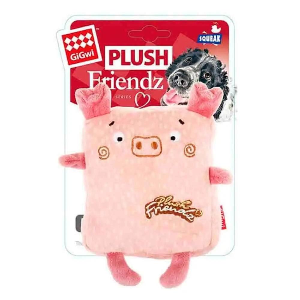 GiGwi Plush Friendz Kare Domuz Peluş Köpek Oyuncağı Sesli