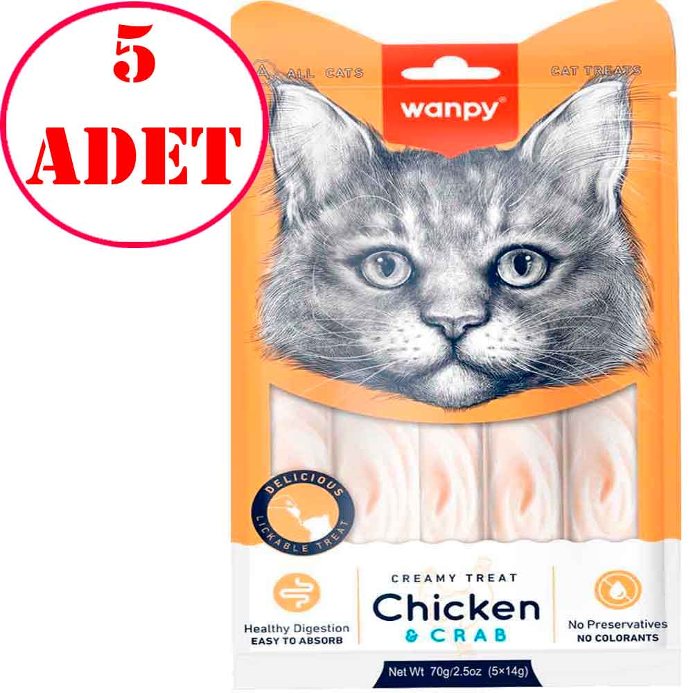 Wanpy Tavuk ve Yengeçli Likit Kedi Ödülü 4x15 Gr 5 AD