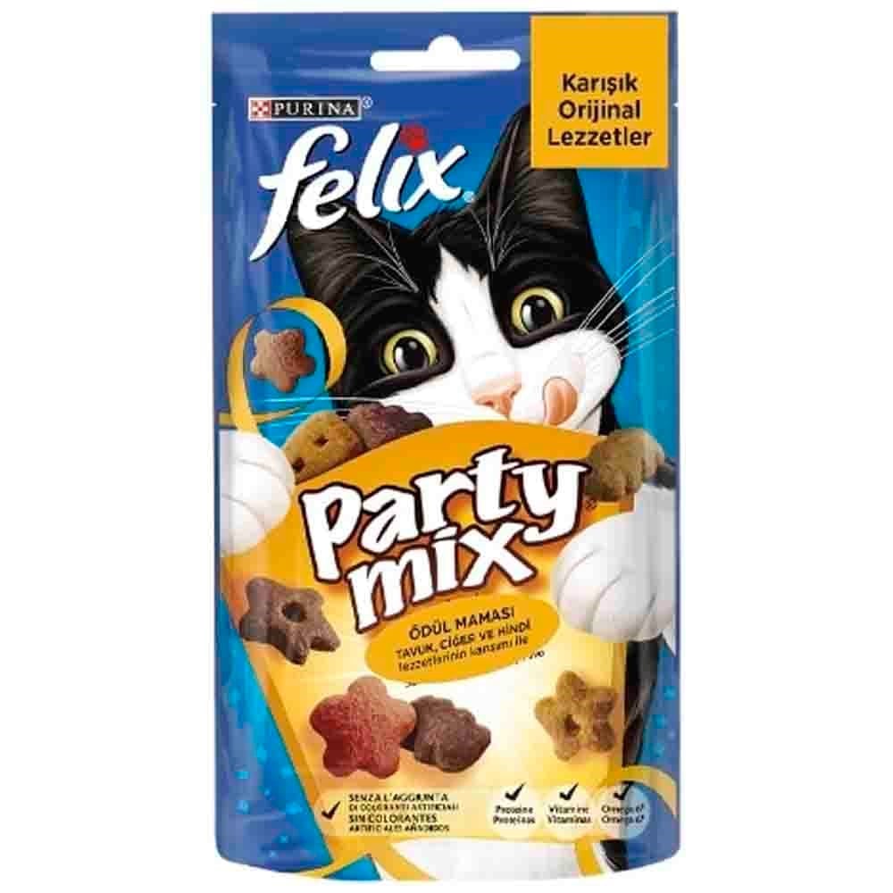 Felix Party Mix Tavuk Ciğer ve Hindi Etli Kedi Ödül Maması 60 Gr