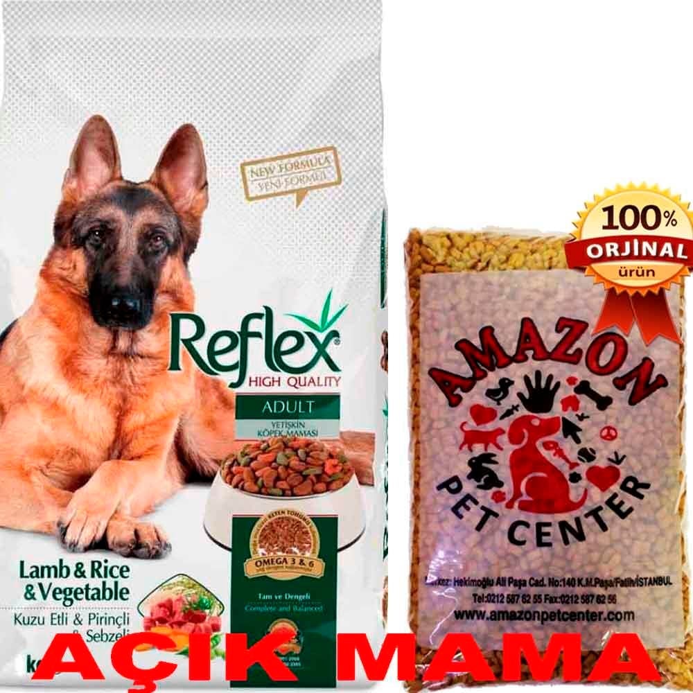 Reflex Kuzulu ve Sebzeli Yetişkin Köpek Maması Açık 1 Kg