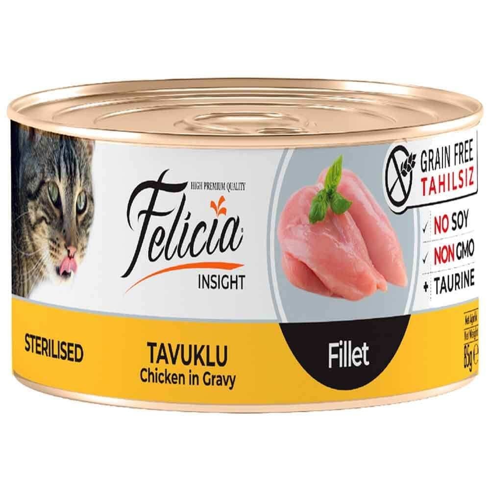 Felicia Tahılsız Sterilised Tavuk Filetolu Yaş Kedi Maması 85 Gr