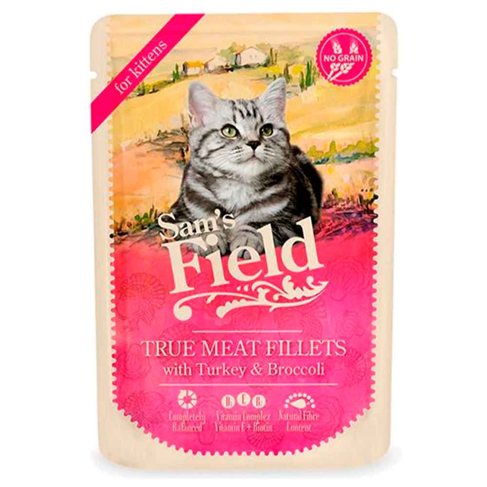 Sam's Field Tahılsız Yavru Kedi Konservesi Hindi ve Brokolili 85 Gr