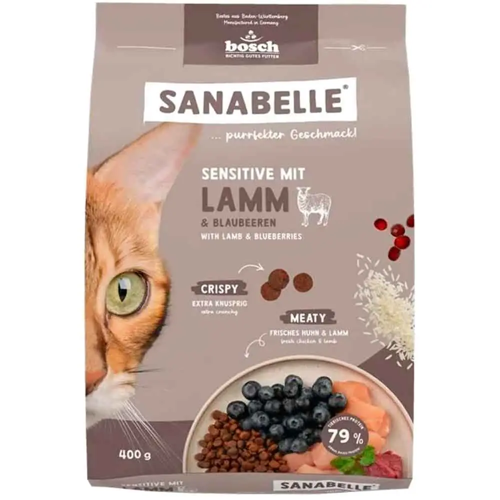 Sanabelle Sensitive Kuzu Etli ve Yaban Mersinli Kedi Maması 400 Gr