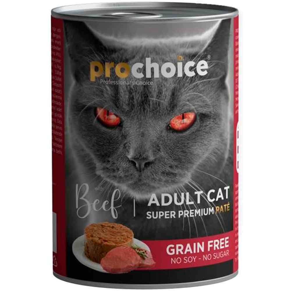 Pro Choice Sığır Etli Tahılsız Pate Yetişkin Kedi Konservesi 400 Gr