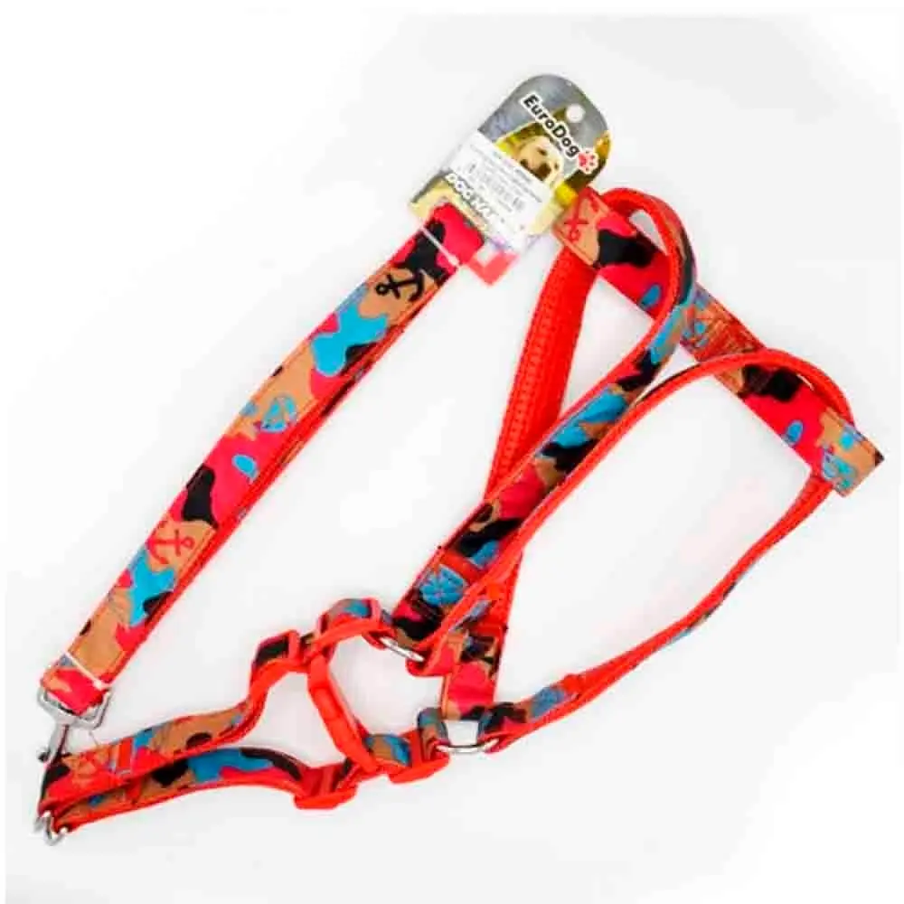 Eurodog Köpek Uzatma Tasması+Göğüs Tasması 120 Cm Pembe Kamuflaj