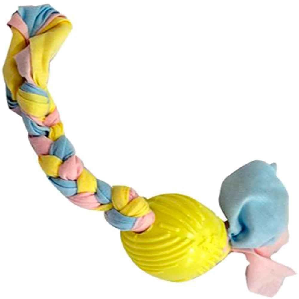 EuroDog Puppy Toys Diş İpli Kauçuk Top Yavru Köpek Oyuncağı Sarı 36 Cm