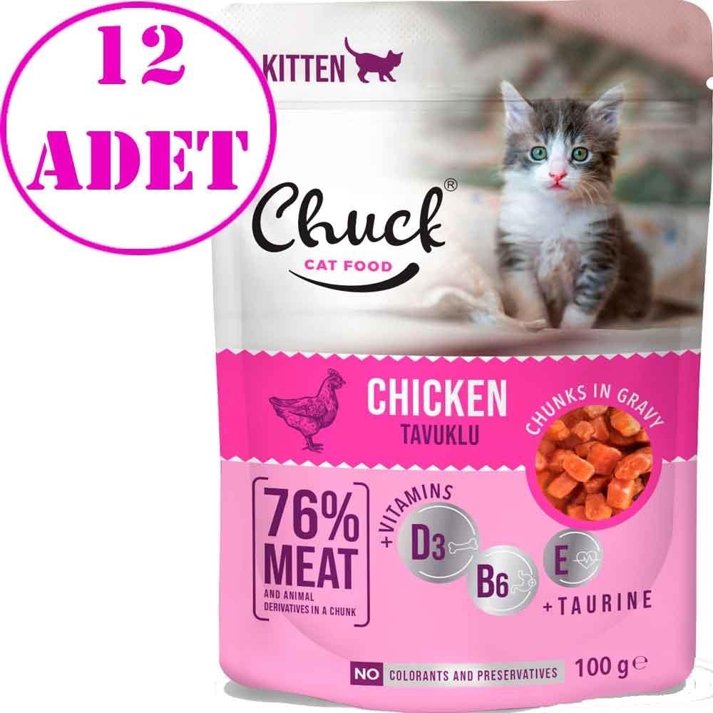 Chuck Yavru Kedi Yaş Mama Tavuklu 100 Gr 12 AD