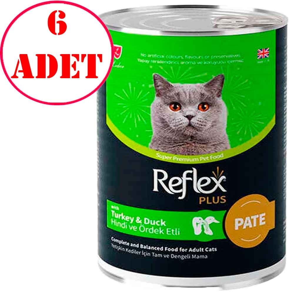 Reflex Plus Kedi Konservesi Pate Hindi ve Ördek 400 Gr 6 AD
