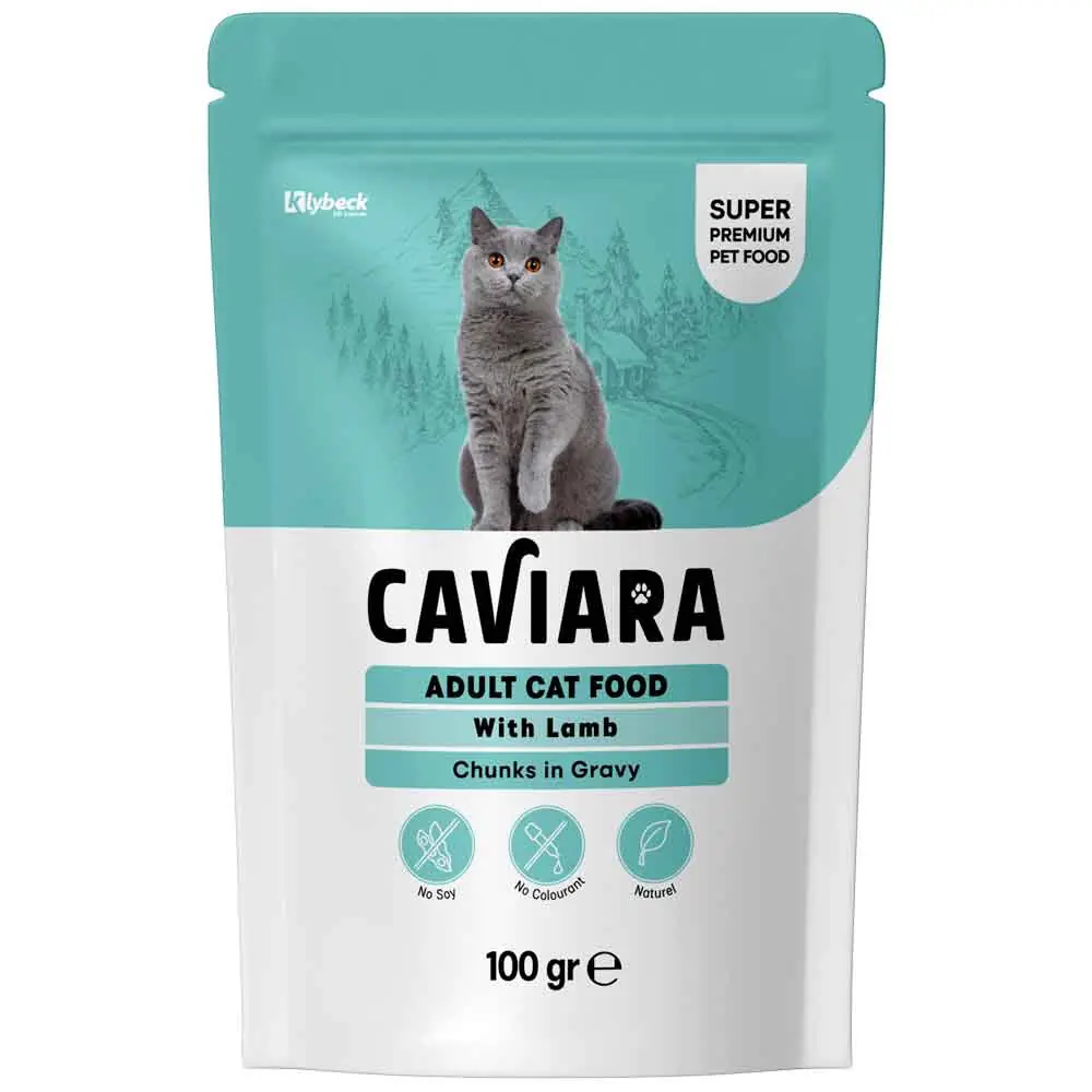 Caviara Pouch Kuzu Etli Kedi Maması Sos İçinde Et Parçacıklı 100 Gr