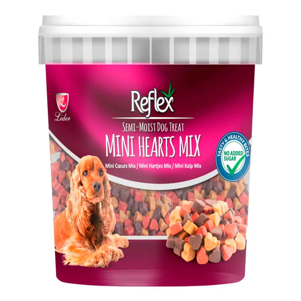 Reflex Karışık Renkli Mini Kalpli Yarı Yumuşak Köpek Ödül Maması 500 Gr