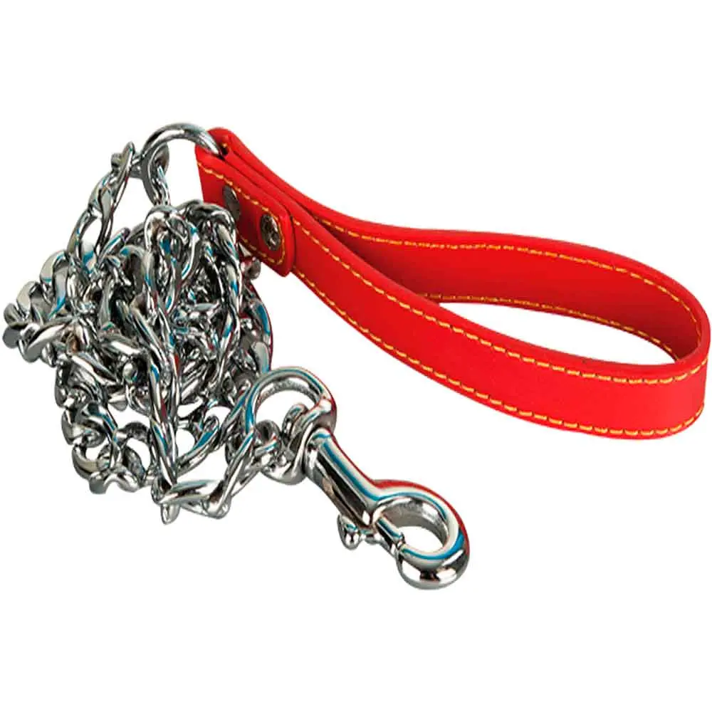 Orijin Pet Köpekler İçin Deri Saplı Zincir Gezdirme Tasması 120 Cm x 2 mm