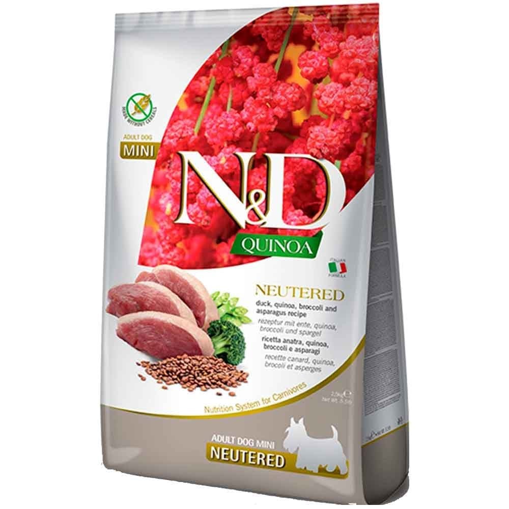 N&D Quinoa Kısırlaştırılmış Köpek Maması Mini Ördek Etli Kinoalı Brokolili 2,5 Kg