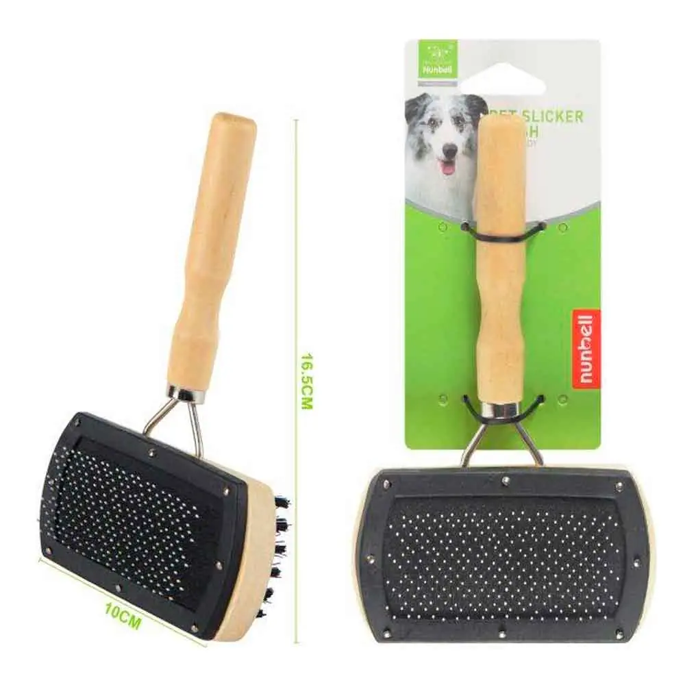 Nunbell Kedi Köpek İçin Tahta Saplı Çift Taraflı Tarak