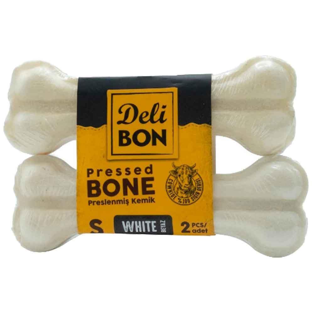 Delibon Köpekler İçin Deri Pres Kemik Beyaz 12 Cm 2 Li Paket