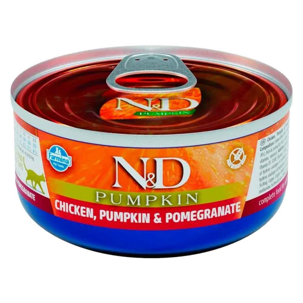 ND Balkabaklı Tahılsız Tavuklu ve Narlı Kedi Konservesi 70 Gr