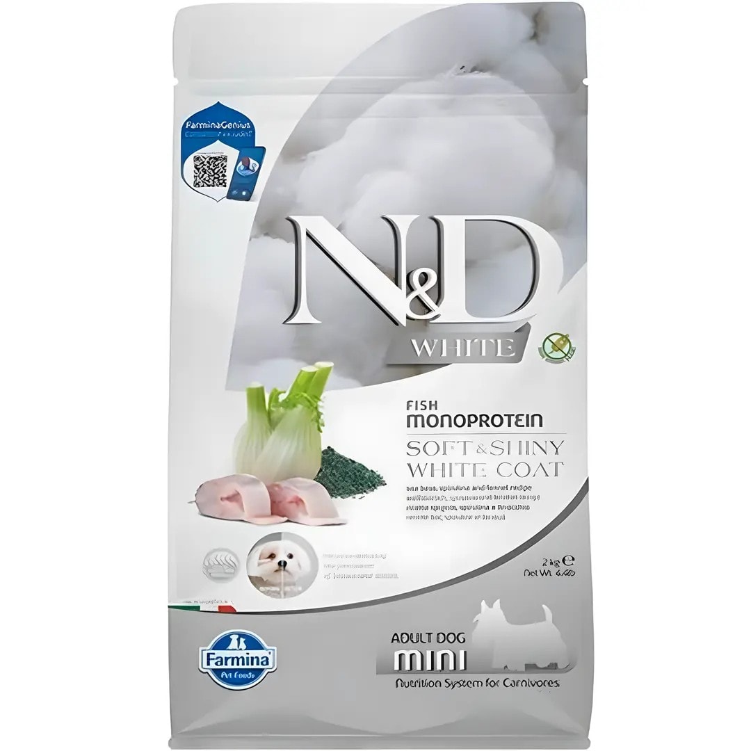 ND White Levrek Rezene ve Spirulina Küçük Irk Beyaz Köpek Maması 2 Kg