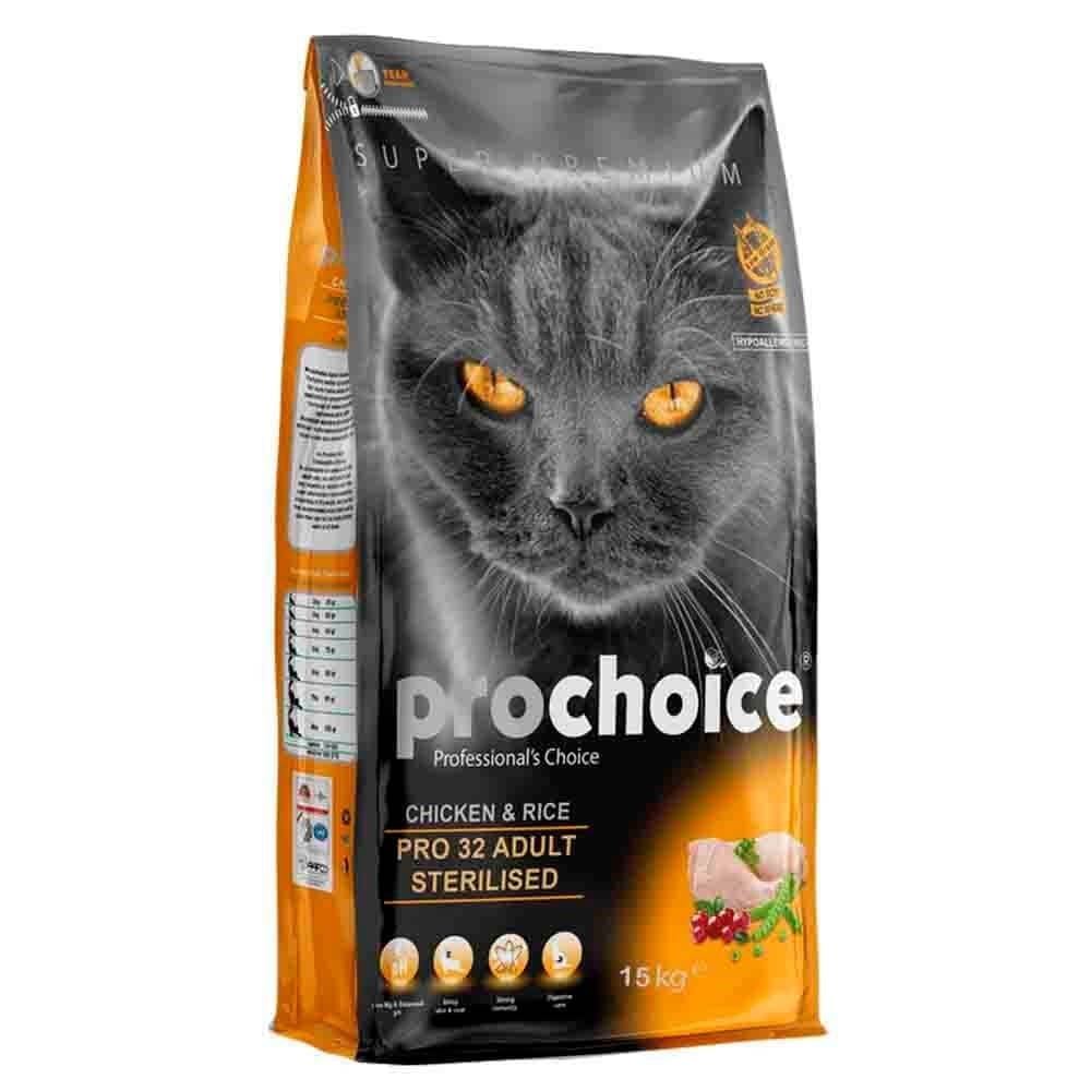 Prochoice Pro 32 Tavuklu ve Prinçli Kısırlaştırılmış Kedi Maması 15 Kg