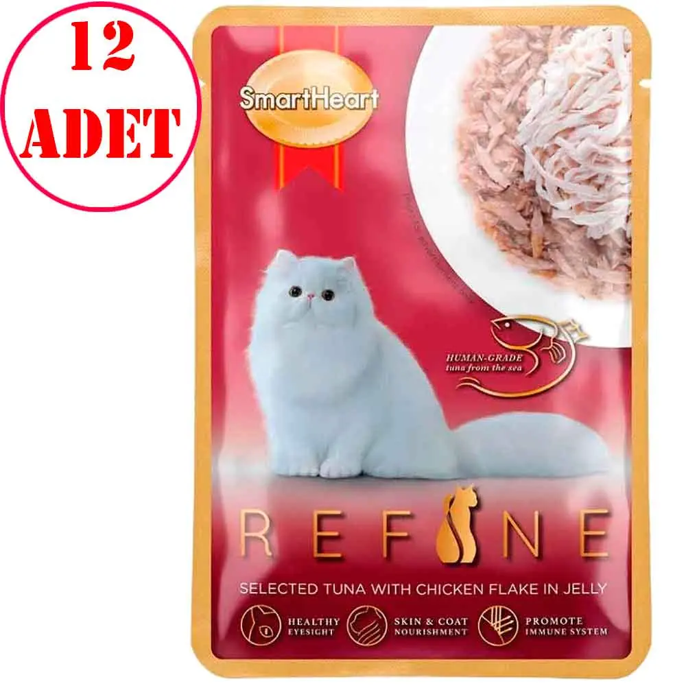 Smart Heart Refine Tavuklu Ton Balıklı Kedi Yaş Mama 70 Gr 12 Ad
