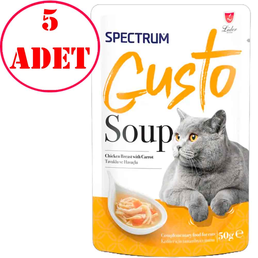 Spectrum Gusto Kedi Çorbası Tavuklu ve Havuçlu 50 Gr 5 Adet