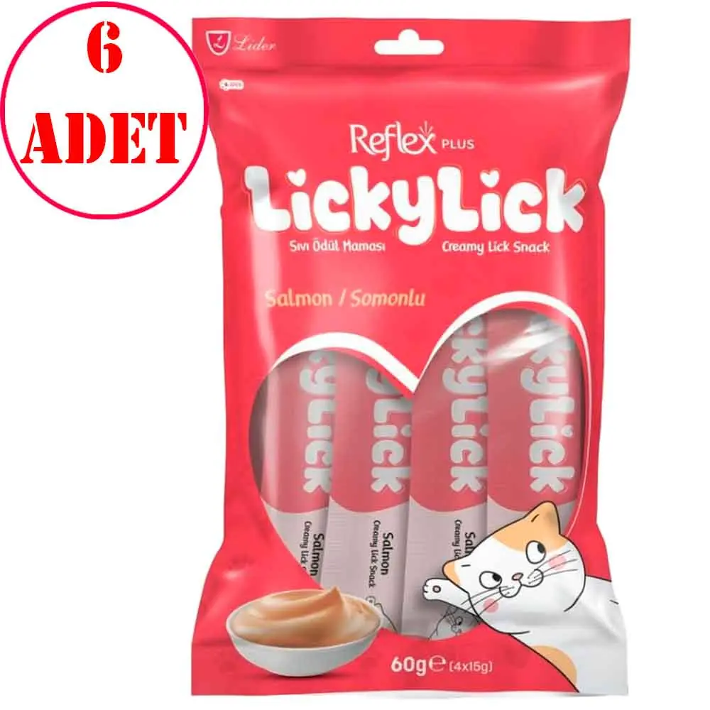 Reflex Plus Lickylick Somonlu Kedi Sıvı Ödül Maması 4x15 Gr 6 AD