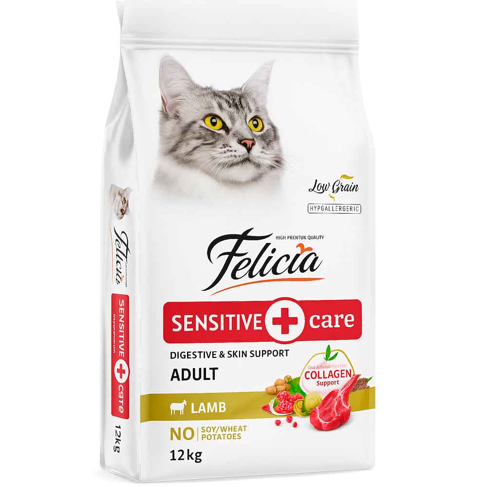 Felicia Kolajenli Düşük Tahıllı Kuzulu Yetişkin Kedi Maması 12 Kg