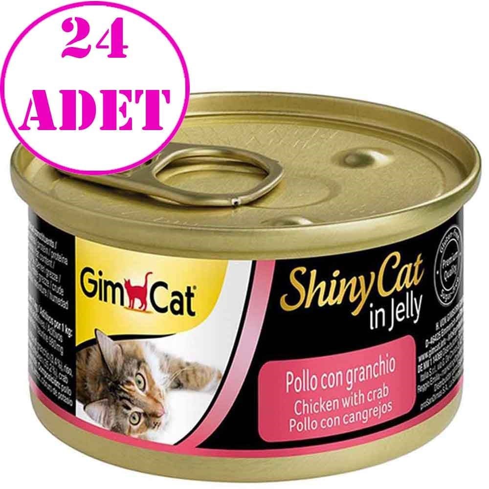 Gimcat Shiny Cat Jel İçinde Tavuk ve Yengeçli Kedi Konservesi 70 gr 24 AD