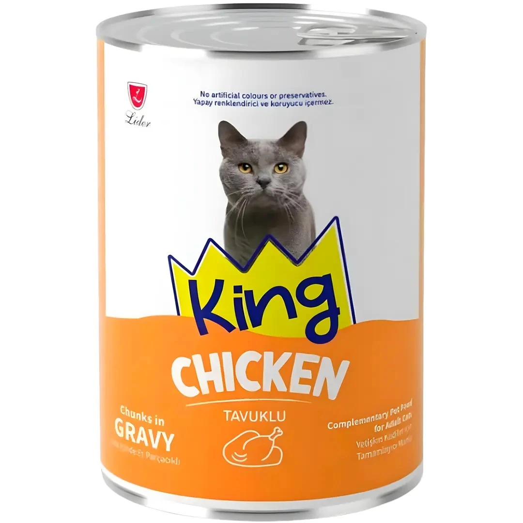 King Kedi Konservesi Tavuklu Sos İçerisinde Et Parçacıklı 400 gr