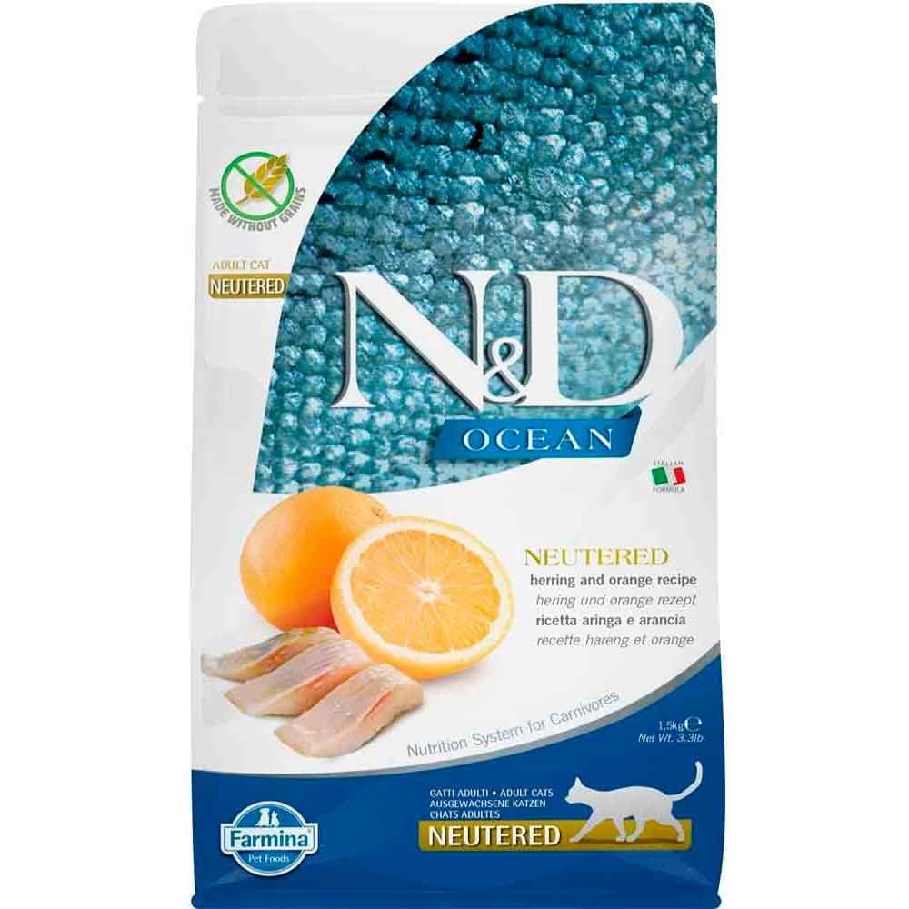 ND Ocean Tahılsız Kısır Kedi Maması Ringa Balığı Ve Portakallı 300 GR