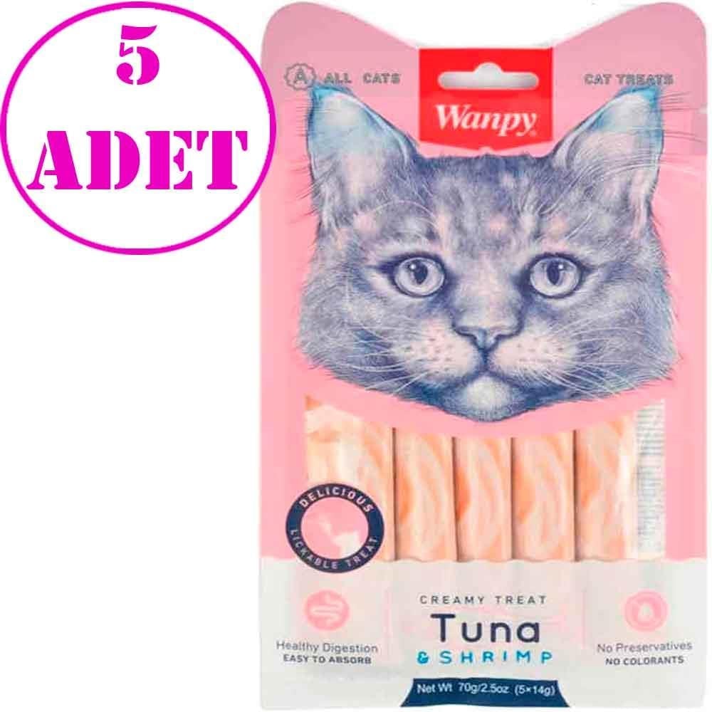 Wanpy Ton Balıklı Karidesli Likit Sıvı Kedi Ödülü 14 Gr X 5 Li 5 AD