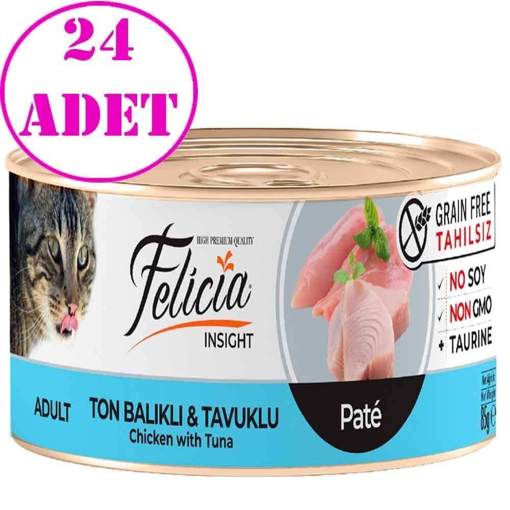 ​Felicia Tahılsız Ton Balıklı Tavuklu Kıyılmış Yaş Kedi Maması 85 Gr 24 AD
