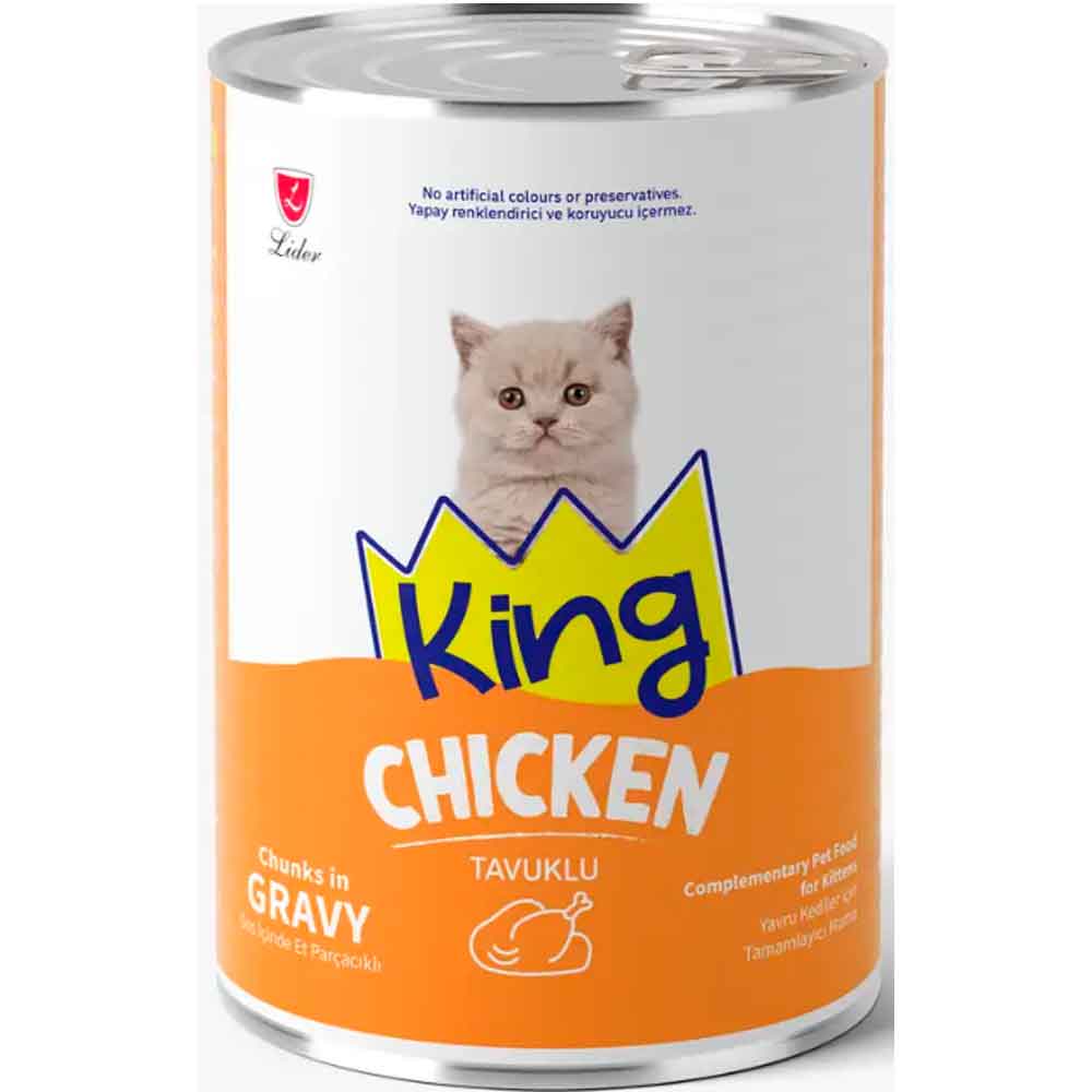 King Yavru Kedi Konservesi Tavuklu Sos İçerisinde Et Parçacıklı 400 Gr