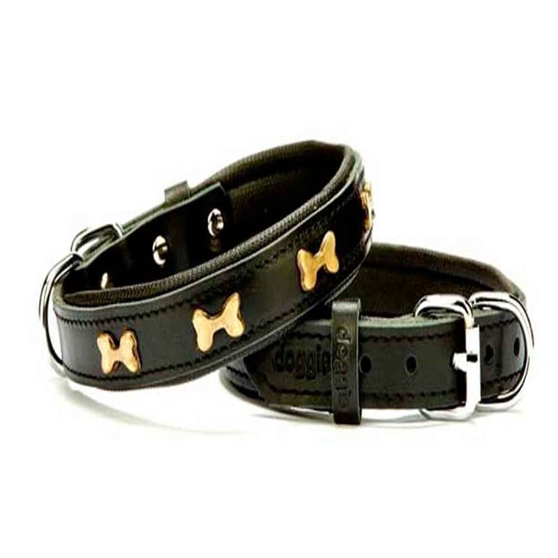 Doggie Comfort Yumuşak Dokulu Metal Kemik Süslü Köpek Boyun Tasması SBT-2062 Siyah