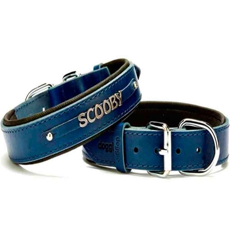 Doggie Deri İsimlikli Boyun Tasması Royal Blue SBT 3515 L