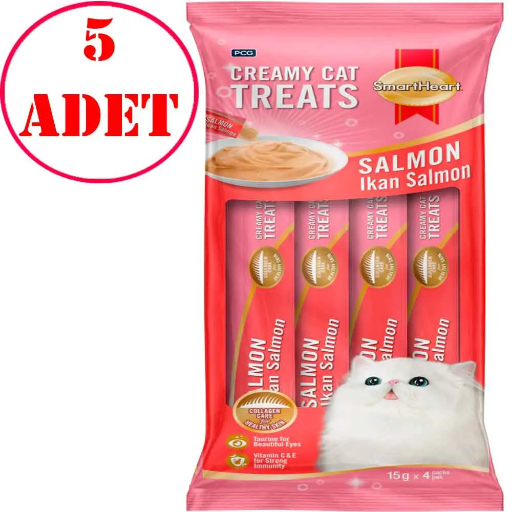 Smart Heart Somonlu Krema Kedi Ödül Maması 4X15 Gr 5 AD