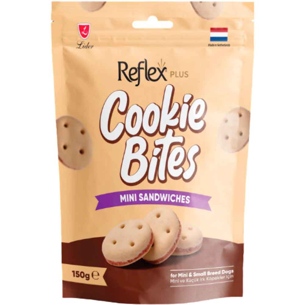 Reflex Plus Cookie Bites Mini Sandwiches Küçük Irk Köpek Ödül Maması 150 Gr