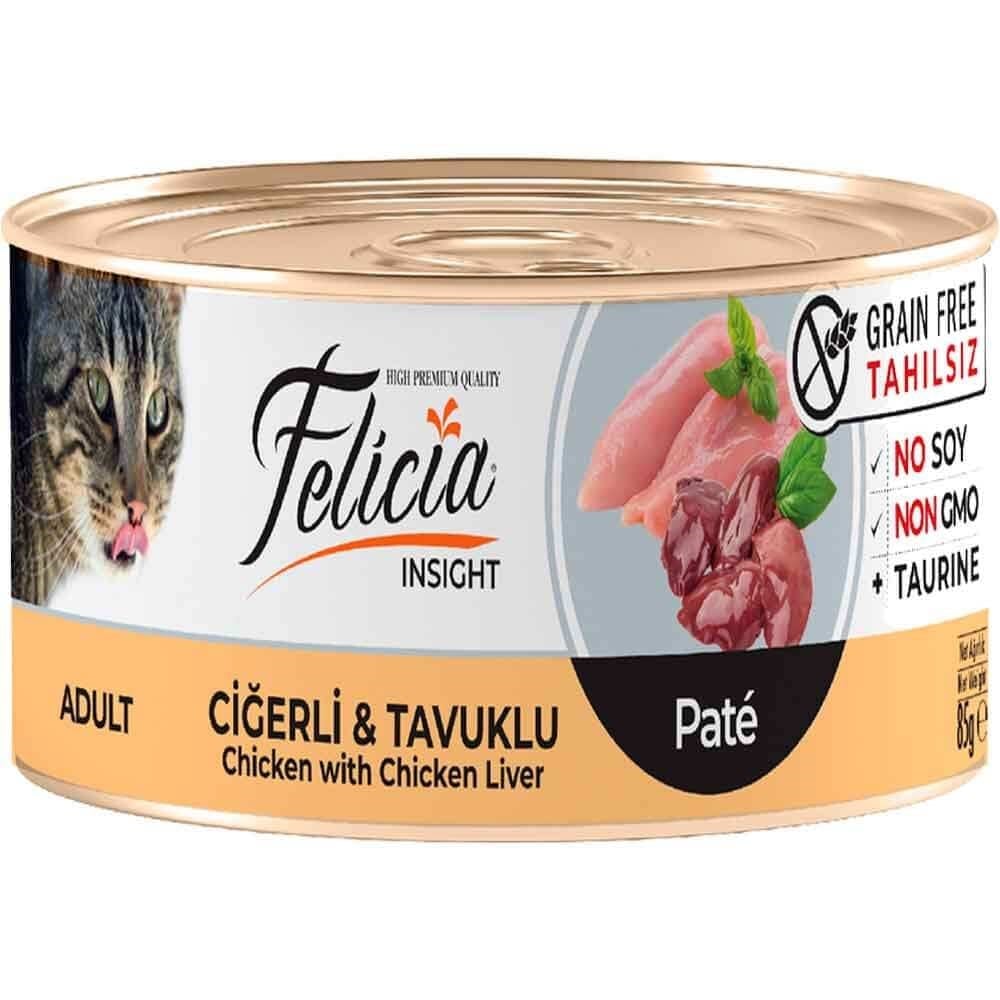 Felicia Tahılsız Ciğerli Tavuklu Kıyılmış Yaş Kedi Maması 85 Gr