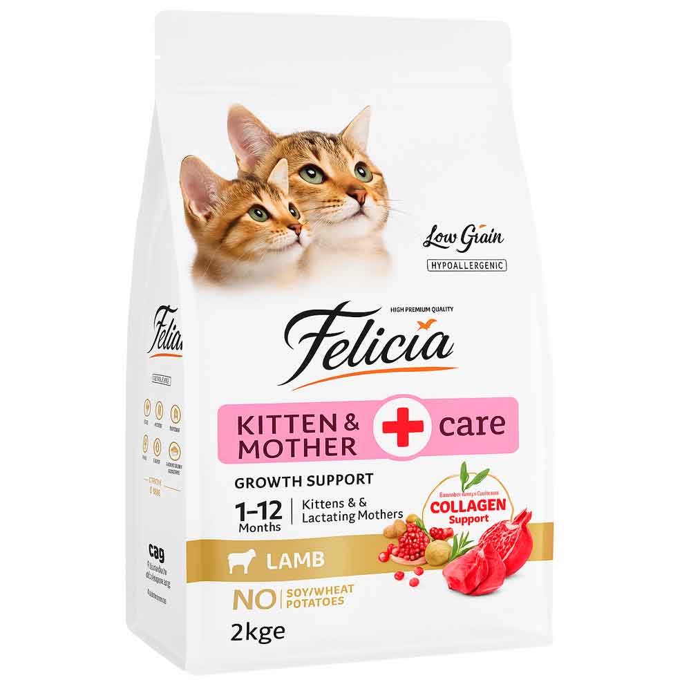 Felicia Kolajenli Düşük Tahıllı Kuzulu Yavru Kedi Maması 2 Kg