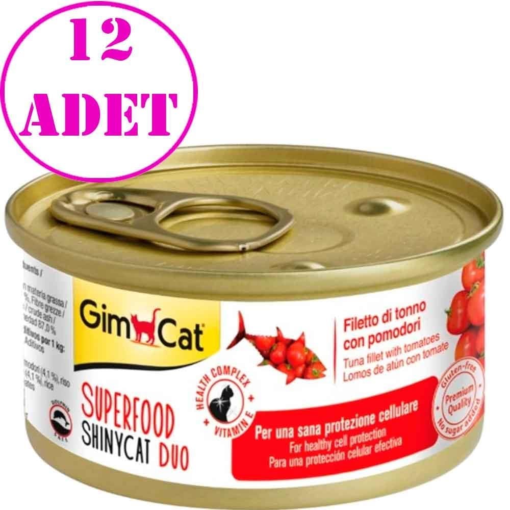 GimCat Superfood Shinycat Ton Balıklı ve Domatesli Kedi Konservesi 70 gr 12 AD