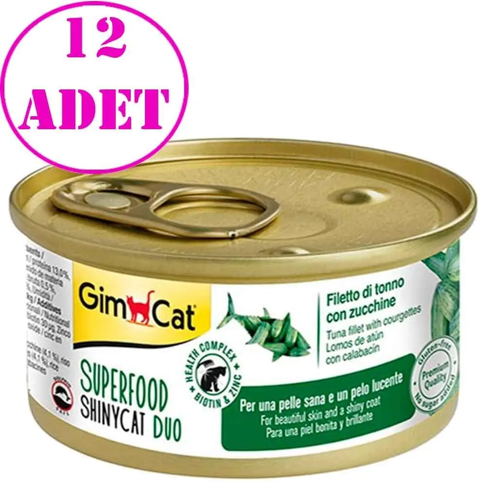 Gimcat Shinycat Fileto Ton Balıklı Kabaklı Kedi Konservesi 70gr 12 AD