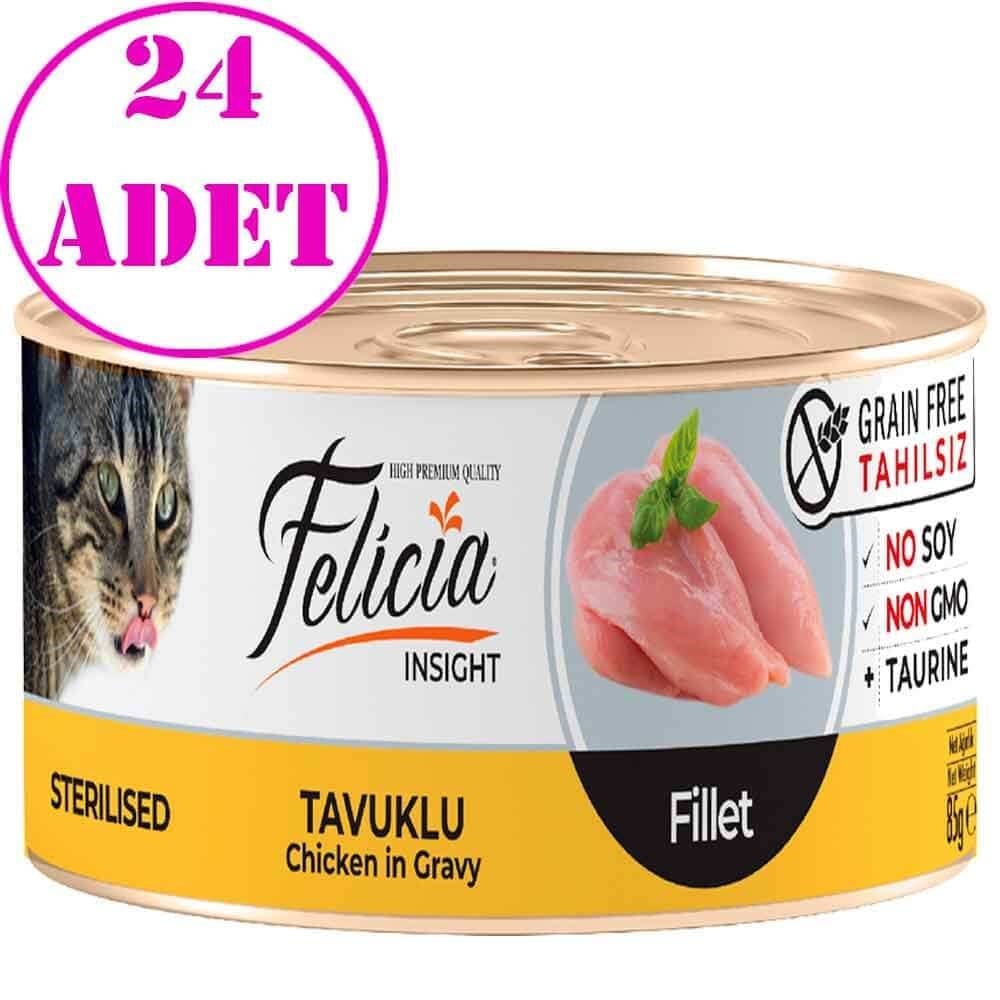 Felicia Tahılsız Sterilised Tavuk Filetolu Yaş Kedi Maması 85 Gr 24 AD
