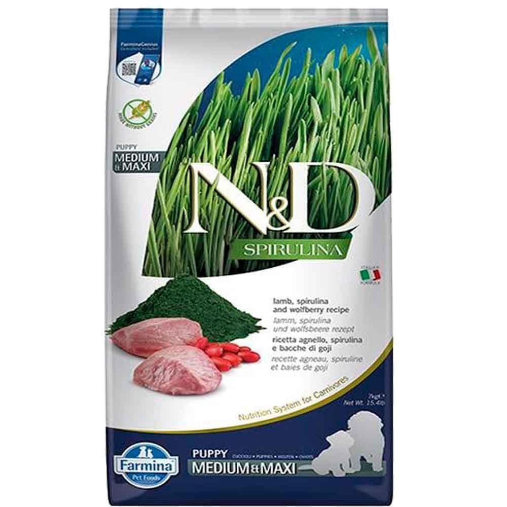ND Spirulina Kuzu Etli Orta ve Büyük Irk Yavru Köpek Maması 7 KG
