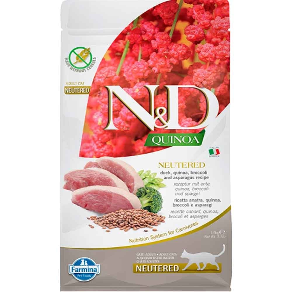 ND Quinoa Ördek ve Brokolili Kısırlaştırılmış Kedi Maması 1.5 Kg