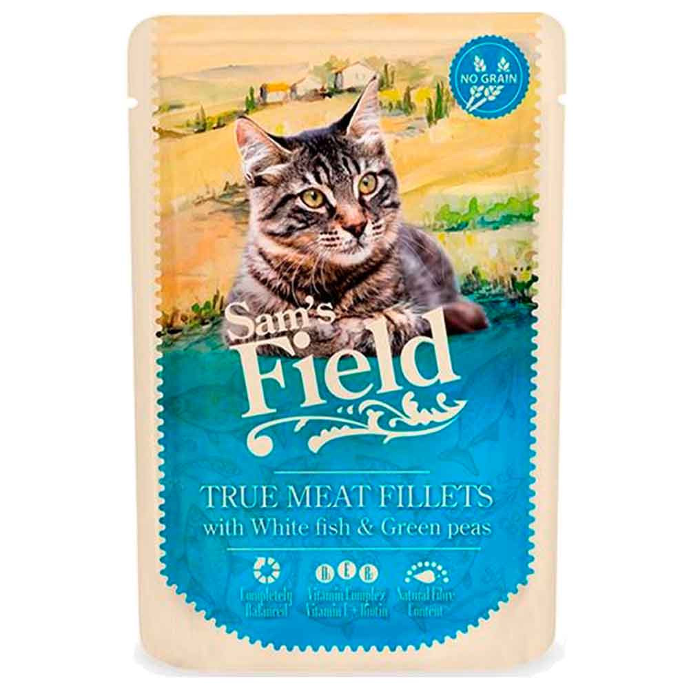 Sam's Field Kedi Konservesi Balıklı Bezelyeli Tahılsız 85 Gr